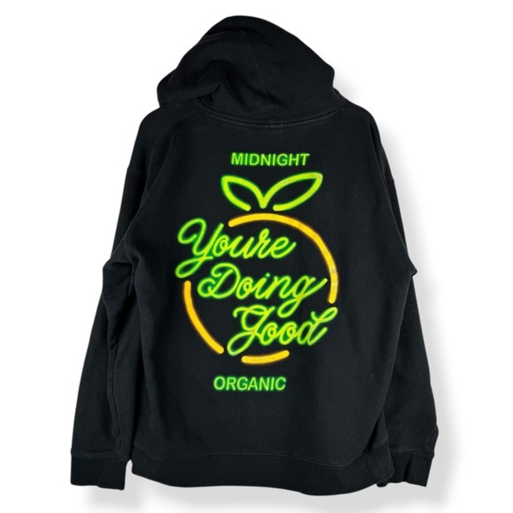 Midnight Organic Larry‎ June Hoodie Mens Size Large Neon Streetwear Sweatshirt